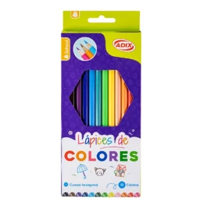 CAJA DE LÁPICES DE COLORES ADIX LARGOS HEXAGONALES - 12 UNIDADES